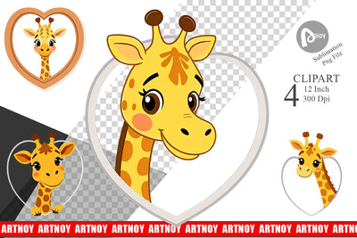 Clipart Heart Giraffe Sublimation artnoy 