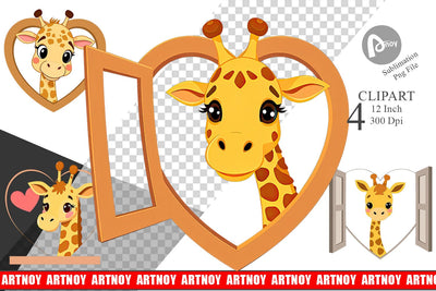 Clipart Heart Giraffe Sublimation artnoy 
