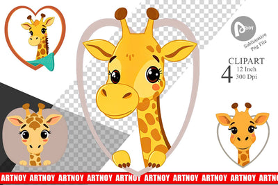 Clipart Heart Giraffe Sublimation artnoy 
