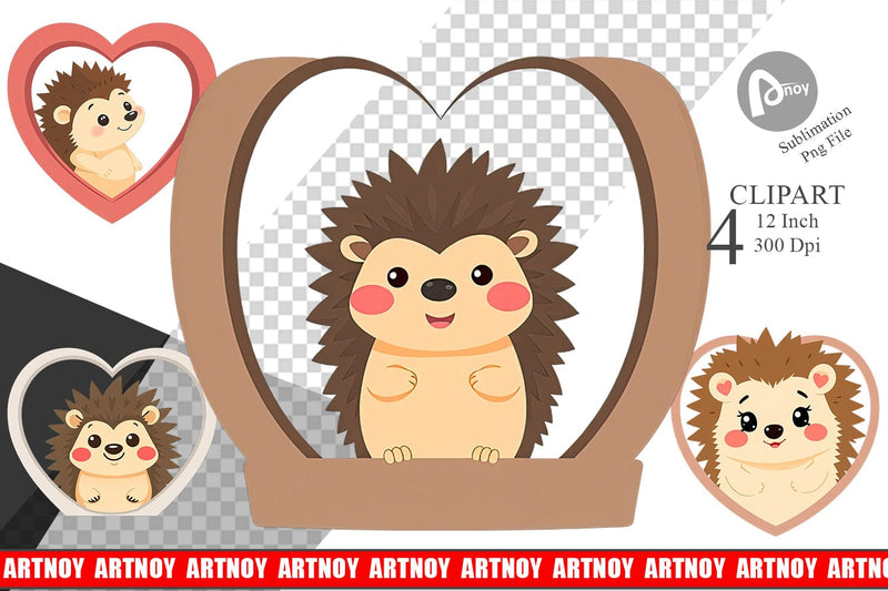 Clipart Heart Hedgehog Sublimation artnoy 