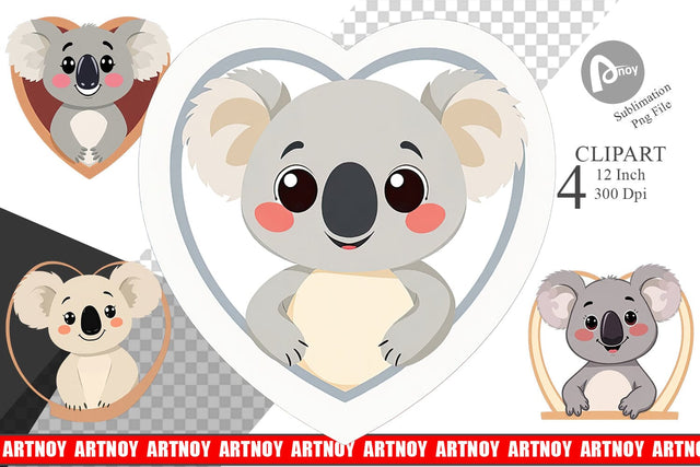 Clipart Heart Koala Sublimation artnoy 