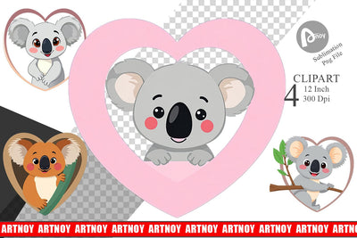 Clipart Heart Koala Sublimation artnoy 