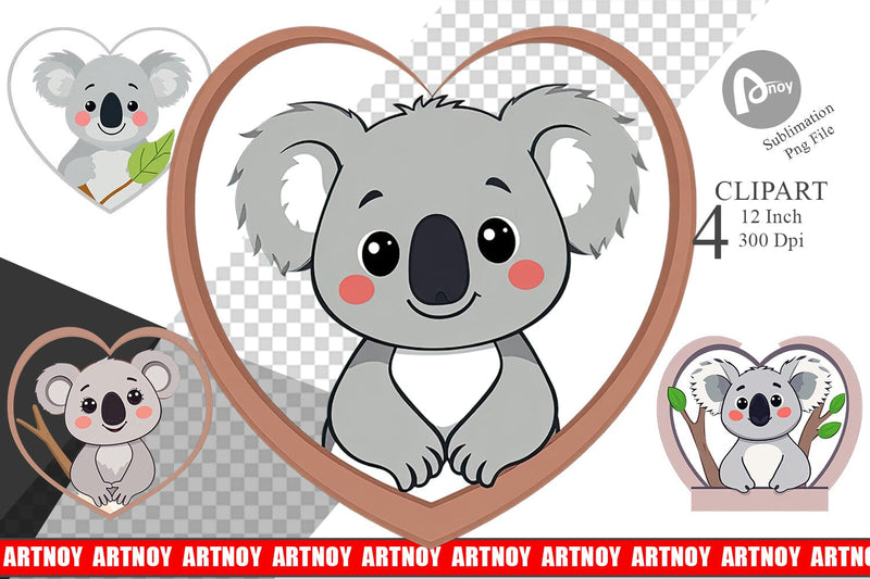 Clipart Heart Koala Sublimation artnoy 