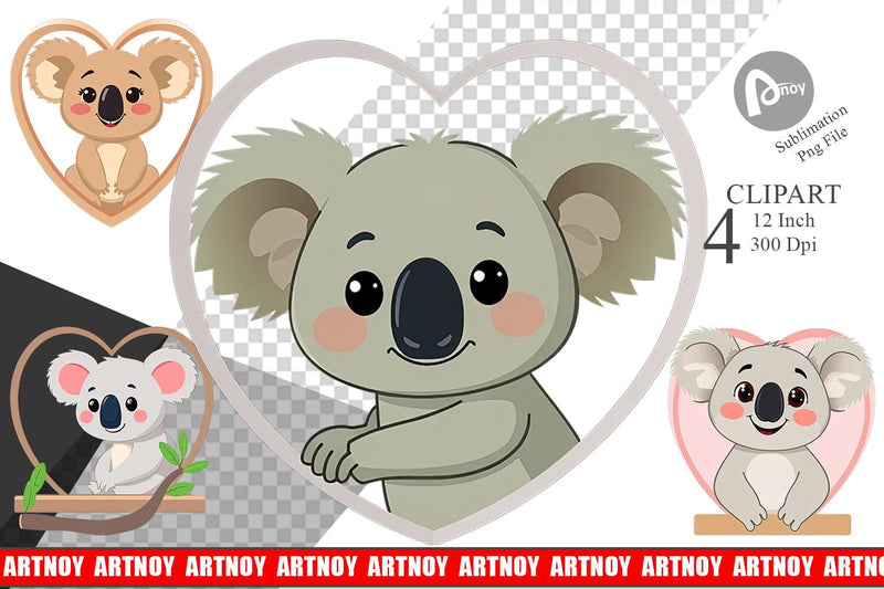Clipart Heart Koala Sublimation artnoy 