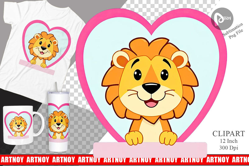 Clipart Heart Lion Sublimation artnoy 