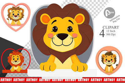 Clipart Heart Lion Sublimation artnoy 