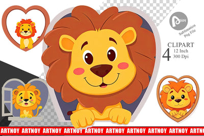Clipart Heart Lion Sublimation artnoy 