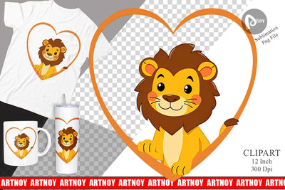 Clipart Heart Lion Sublimation artnoy 