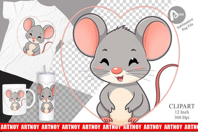 Clipart Heart Mouse Sublimation artnoy 