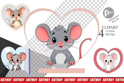 Clipart Heart Mouse Sublimation artnoy 