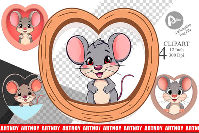 Clipart Heart Mouse Sublimation artnoy 