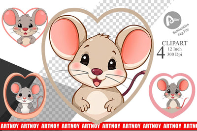 Clipart Heart Mouse Sublimation artnoy 