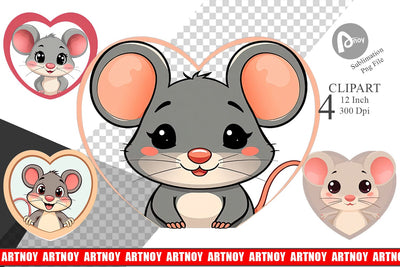 Clipart Heart Mouse Sublimation artnoy 