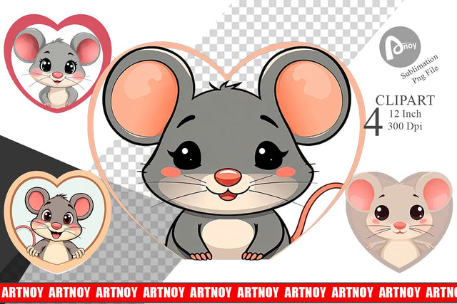 Clipart Heart Mouse Sublimation artnoy 