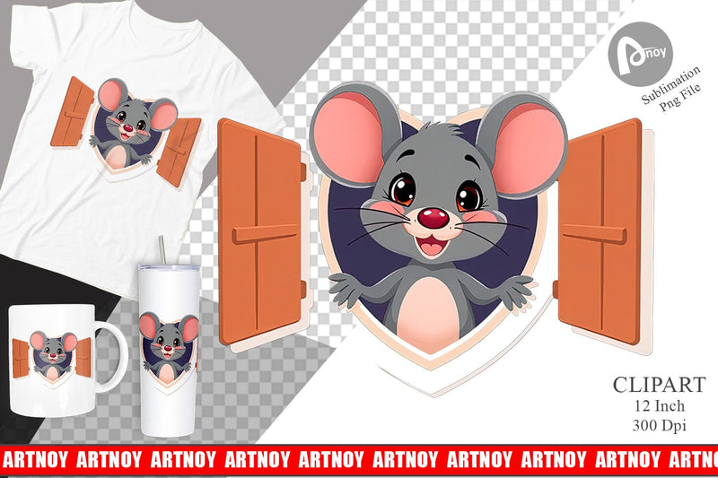 Clipart Heart Mouse Sublimation artnoy 