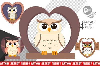 Clipart Heart Owl Sublimation artnoy 