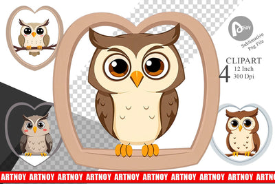 Clipart Heart Owl Sublimation artnoy 