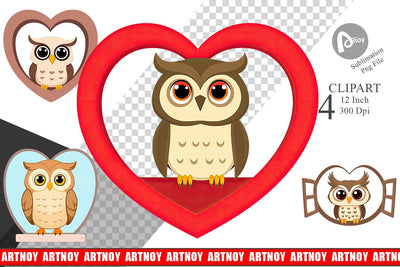 Clipart Heart Owl Sublimation artnoy 