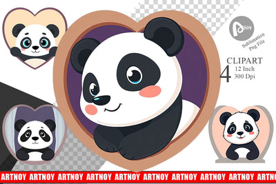 Clipart Heart Panda Sublimation artnoy 