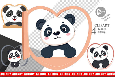 Clipart Heart Panda Sublimation artnoy 