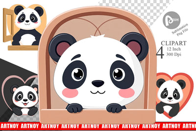 Clipart Heart Panda Sublimation artnoy 
