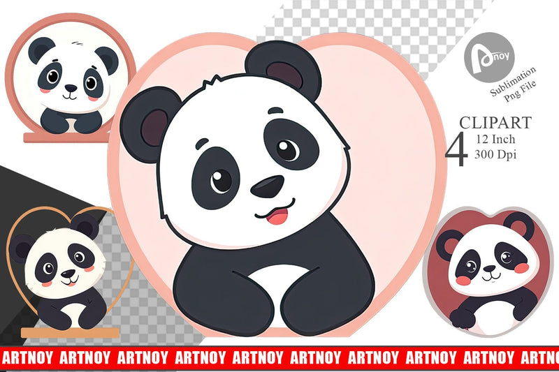 Clipart Heart Panda Sublimation artnoy 
