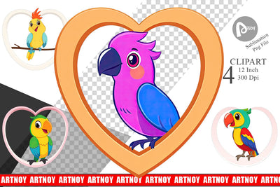 Clipart Heart Parrot Sublimation artnoy 