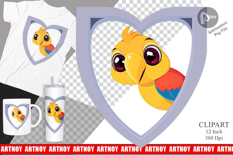 Clipart Heart Parrot Sublimation artnoy 