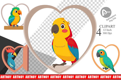 Clipart Heart Parrot Sublimation artnoy 