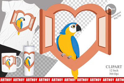 Clipart Heart Parrot Sublimation artnoy 
