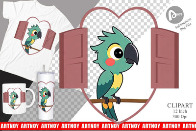 Clipart Heart Parrot Sublimation artnoy 