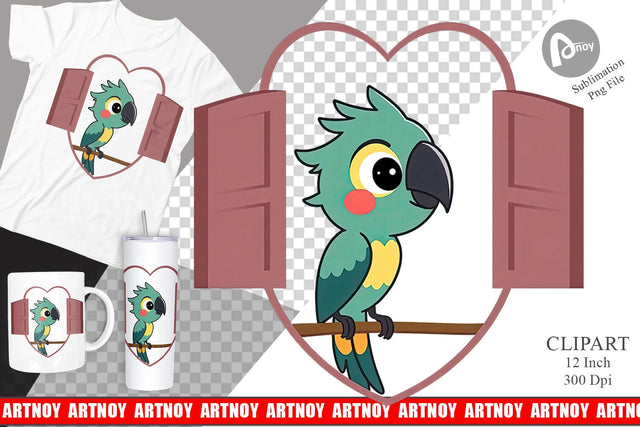 Clipart Heart Parrot Sublimation artnoy 