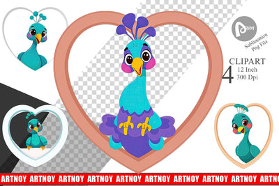Clipart Heart Peacock Sublimation artnoy 