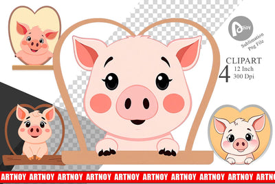 Clipart Heart Pig Sublimation artnoy 