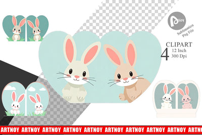 Clipart Heart Rabbit Sublimation artnoy 