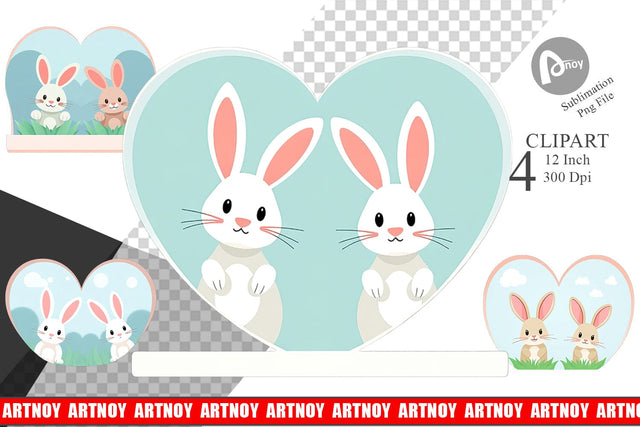 Clipart Heart Rabbit Sublimation artnoy 