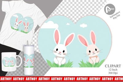 Clipart Heart Rabbit Sublimation artnoy 