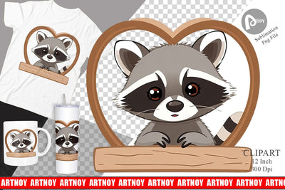 Clipart Heart Raccoon Sublimation artnoy 