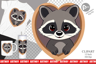 Clipart Heart Raccoon Sublimation artnoy 