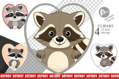 Clipart Heart Raccoon Sublimation artnoy 