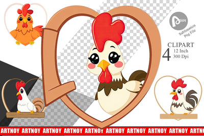 Clipart Heart Rooster Sublimation artnoy 