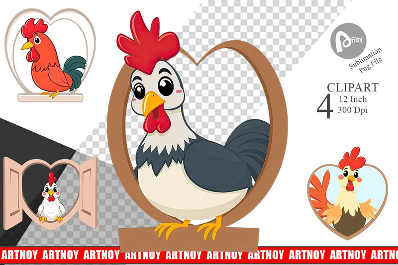 Clipart Heart Rooster Sublimation artnoy 