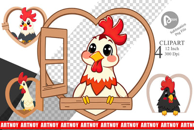 Clipart Heart Rooster Sublimation artnoy 