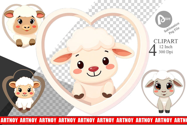 Clipart Heart Sheep Sublimation artnoy 