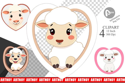 Clipart Heart Sheep Sublimation artnoy 