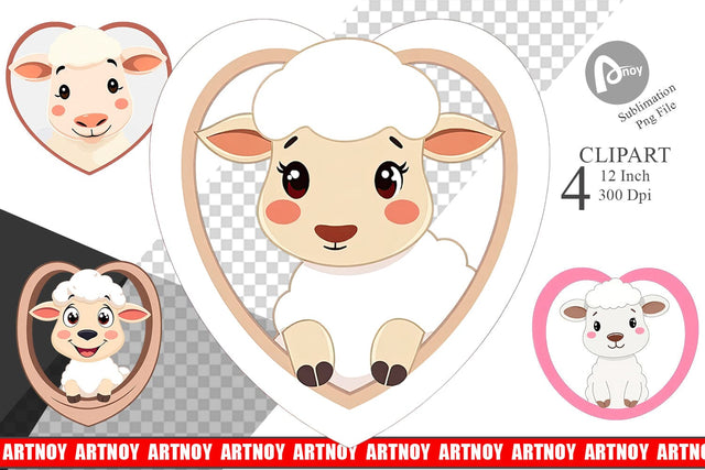 Clipart Heart Sheep Sublimation artnoy 