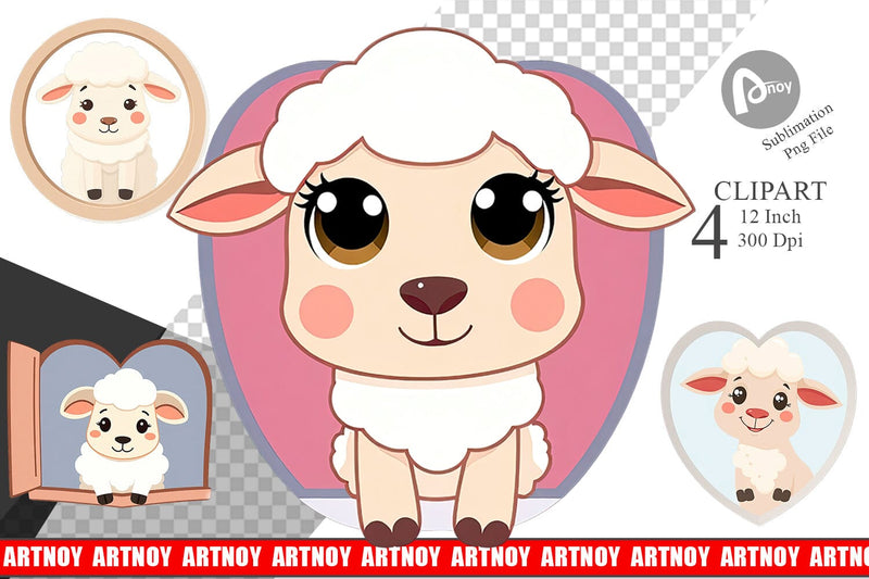 Clipart Heart Sheep Sublimation artnoy 