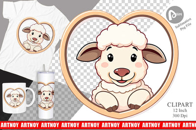 Clipart Heart Sheep Sublimation artnoy 