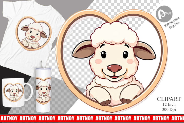 Clipart Heart Sheep Sublimation artnoy 