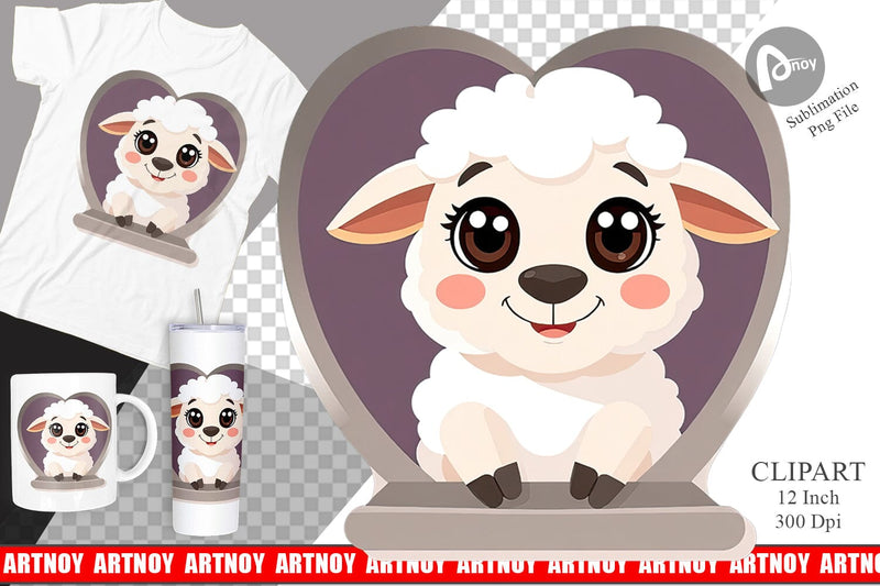 Clipart Heart Sheep Sublimation artnoy 